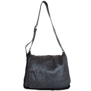 Miu Miu Black silver bag fur Brown leather shoulder shearling Dark